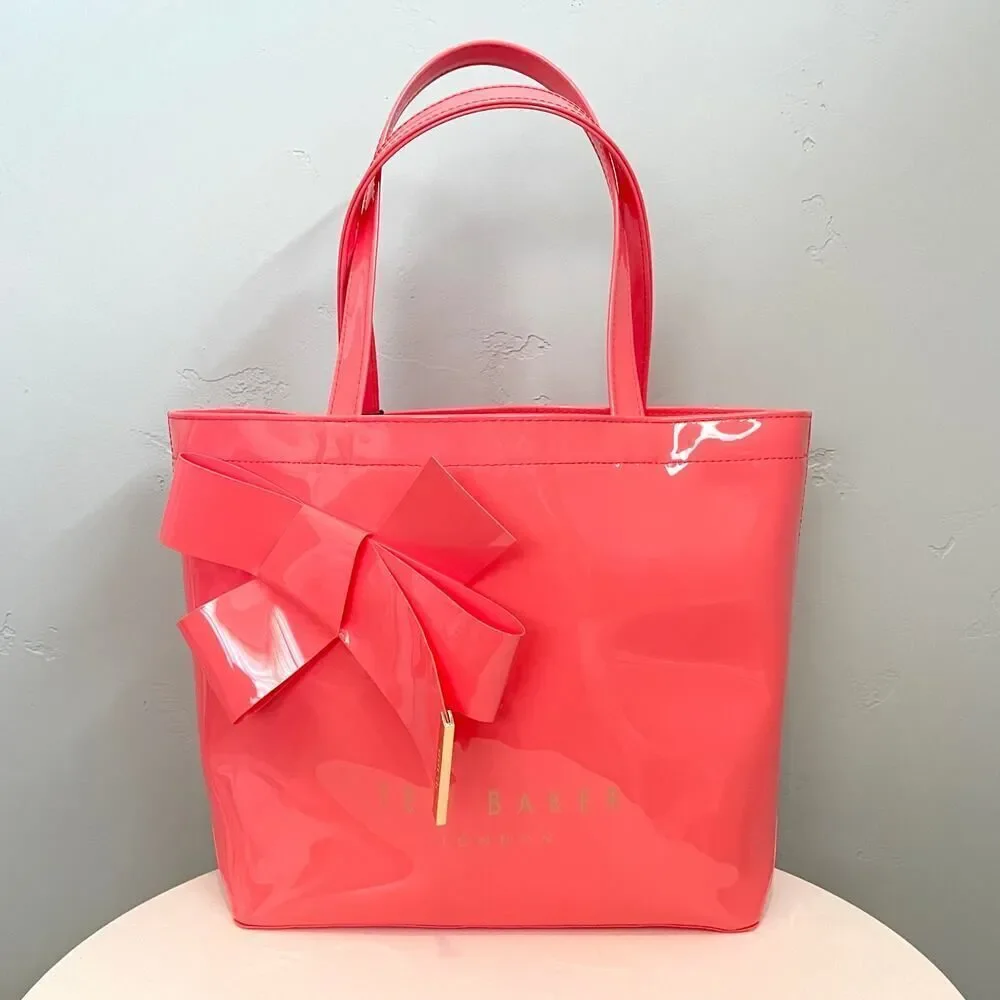 NWT Ted Baker Nikicon Bow Tote Bag in Bright Salmon Pink